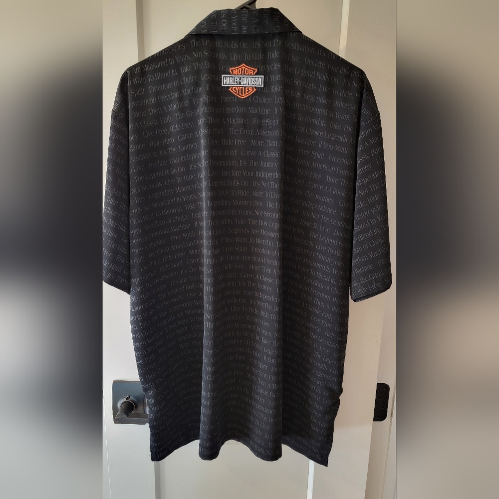 Harley-Davidson Men's Black Short Sleeve Button Down Shirt SZ L - Picture 2 of 5